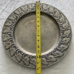 Arthur Court pewter platter with Ram Design